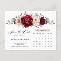 Burgundy Champagne Ivory Calendar Save the Date
