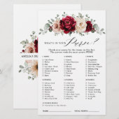 Burgundy Champagne Ivory Mauve Brautparty Game (Vorne/Hinten)