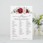 Burgundy Champagne Ivory Mauve Brautparty Game (Stehend Vorderseite)