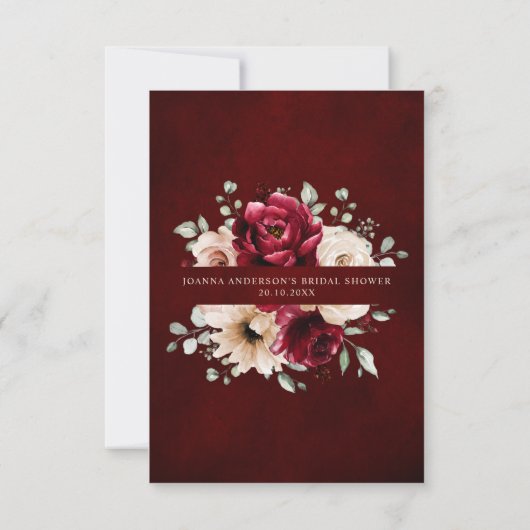 Burgundy Champagne Ivory Mauve Rose Brautparty Dankeskarte (Rückseite)