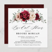 Burgundy Champagne Ivory Mauve Rose Brautparty Einladung (Vorne/Hinten)