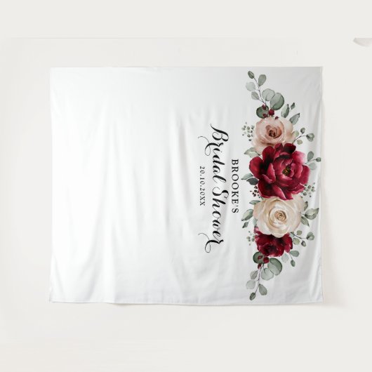 Burgundy Champagne Ivory Mauve Rose Brautparty Wandteppich (Vorderseite (Horizontal))