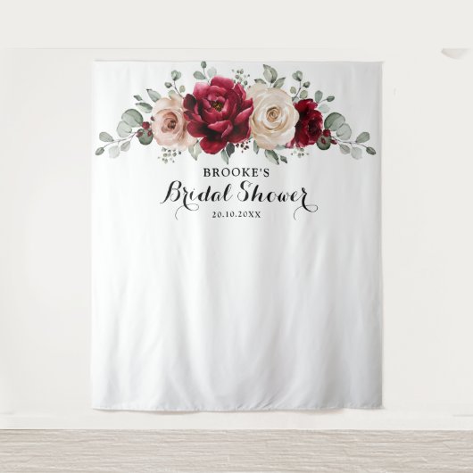 Burgundy Champagne Ivory Mauve Rose Brautparty Wandteppich (Vorderseite)