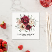 Burgundy Champagne Ivory Mauve Rose Floral Wedding Serviette (Beispiel)
