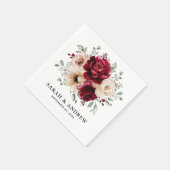Burgundy Champagne Ivory Mauve Rose Floral Wedding Serviette (Ecke)