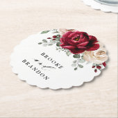 Burgundy Champagne Ivory Mauve Rose Floral Wedding Untersetzer (angewinkelt)