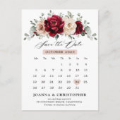 Burgundy Champagne Ivory Mauve Rose Save the Date Postkarte (Vorderseite)