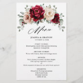 Burgundy Champagne Ivory Mauve Rose Wedding Menu (Vorderseite)
