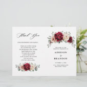 Burgundy Champagne Ivory Mauve Wedding Programm (Stehend Vorderseite)