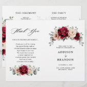 Burgundy Champagne Ivory Mauve Wedding Programm (Vorne/Hinten)