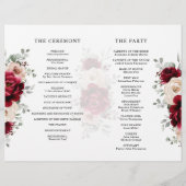 Burgundy Champagne Ivory Mauve Wedding Programm (Rückseite)