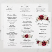 Burgundy Champagne Ivory Mauve Wedding Programm (Vorne/Hinten)