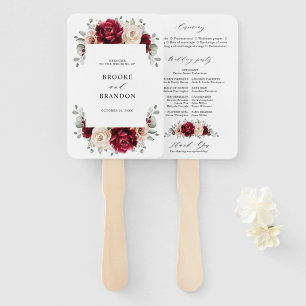 Burgundy Champagne Ivory Mauve Wedding Programm Fächer
