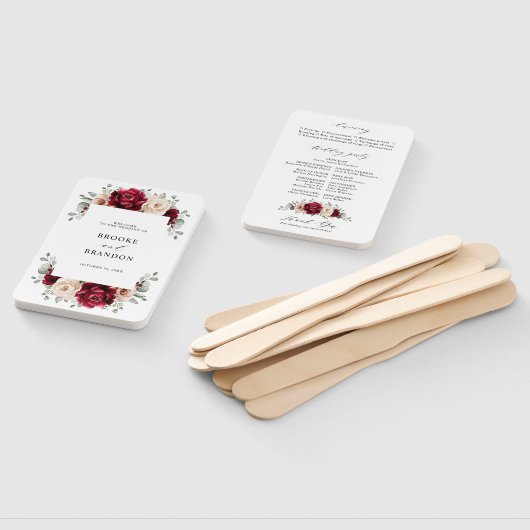 Burgundy Champagne Ivory Mauve Wedding Programm Fächer (Non-assembled)