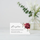 Burgundy Champagne Ivory Mauve Wedding Reception Begleitkarte (Stehend Vorderseite)