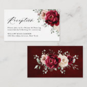 Burgundy Champagne Ivory Mauve Wedding Reception Begleitkarte (Vorne/Hinten)
