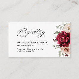 Burgundy Champagne Ivory Mauve Wedding Registry Begleitkarte