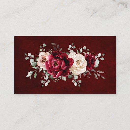 Burgundy Champagne Ivory Mauve Wedding Website Begleitkarte (Rückseite)