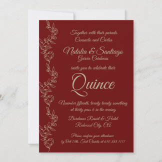 Burgundy Champagne Twin Boy Girl Fiesta de Quince Einladung