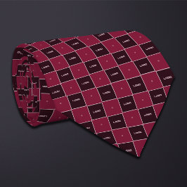 Burgundy Checkerboard Logo Pattern Krawatte