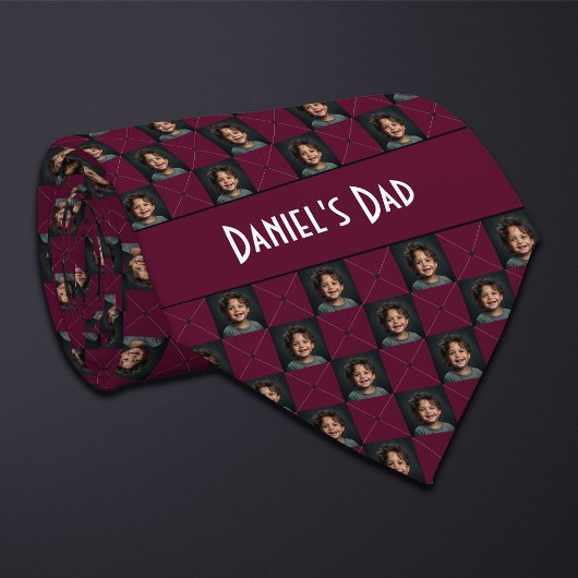 Burgundy Checkered Foto Krawatte