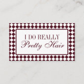Burgundy Checkered Old Money Hair Stylist QR Code Visitenkarte (Vorderseite)