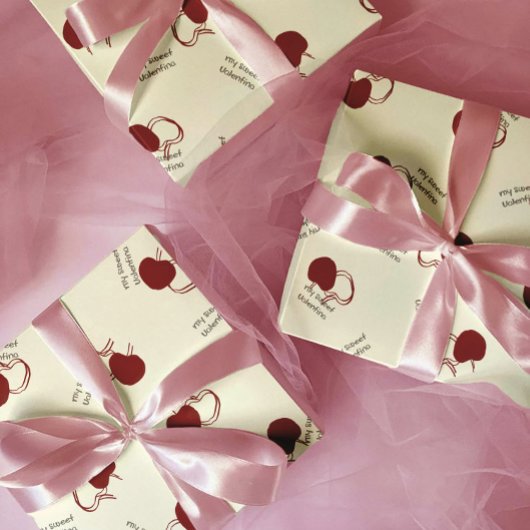Burgundy Cherries & Sweet Script – Valentine Geschenkpapier Set