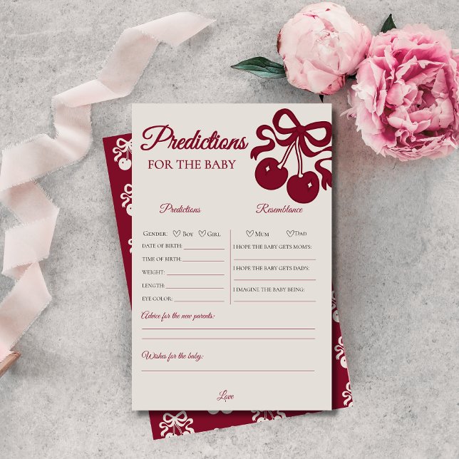 burgundy Cherry Baby Shower Predictions Game (Von Creator hochgeladen)