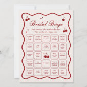 Burgundy Cherry Bridal Shower Bingo Game Card Einladung (Vorderseite)