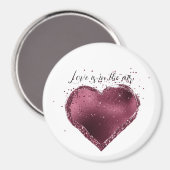 Burgundy Cherry Glitter Sparkle Heart Love  Magnet (Vorderseite/Rückseite)