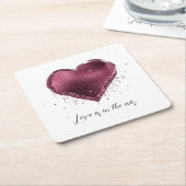 Burgundy Cherry Glitter Sparkle Heart Love Rechteckiger Pappuntersetzer (angewinkelt)
