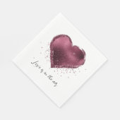 Burgundy Cherry Glitter Sparkle Heart Love  Serviette (Ecke)