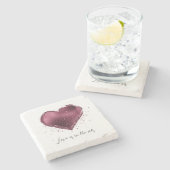 Burgundy Cherry Glitter Sparkle Heart Love  Steinuntersetzer (Seitenansicht)