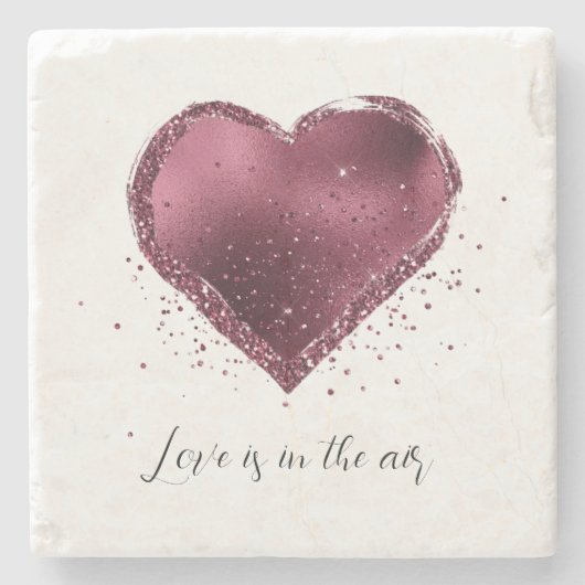 Burgundy Cherry Glitter Sparkle Heart Love  Steinuntersetzer (Vorderseite)