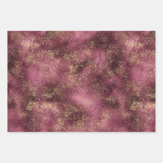 Burgundy Cherry Glitzer Glitz Geschenkpapier Set (Vorderseite 3)