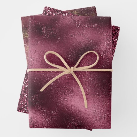 Burgundy Cherry Glitzer Glitz Geschenkpapier Set (Beispiel)