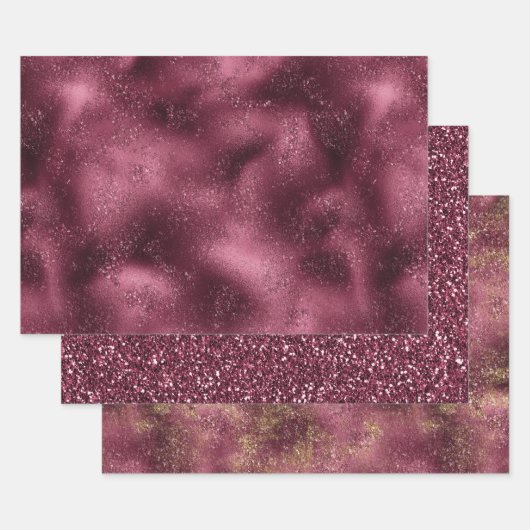 Burgundy Cherry Glitzer Glitz Geschenkpapier Set (Set)