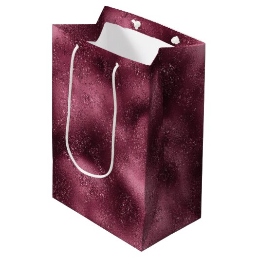 Burgundy Cherry Glitzer Glitz Mittlere Geschenktüte (Vorderseite Schrägansicht)