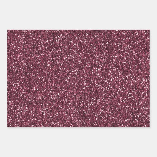 Burgundy Cherry Glitzer Sparkle Herz Geschenkpapier Set (Vorderseite 2)