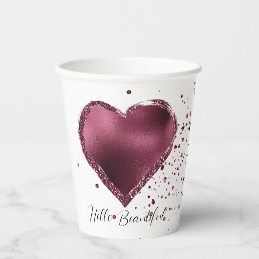 Burgundy Cherry Glitzer Sparkle Pappbecher (Vorderseite)
