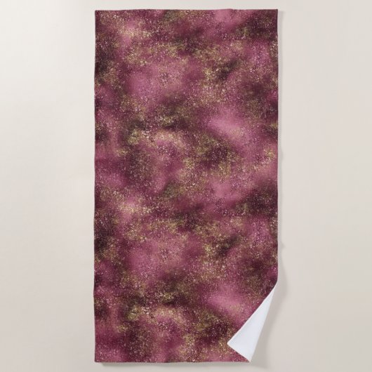 Burgundy Cherry Gold Glitzer Glitz Strandtuch (Vorderseite)