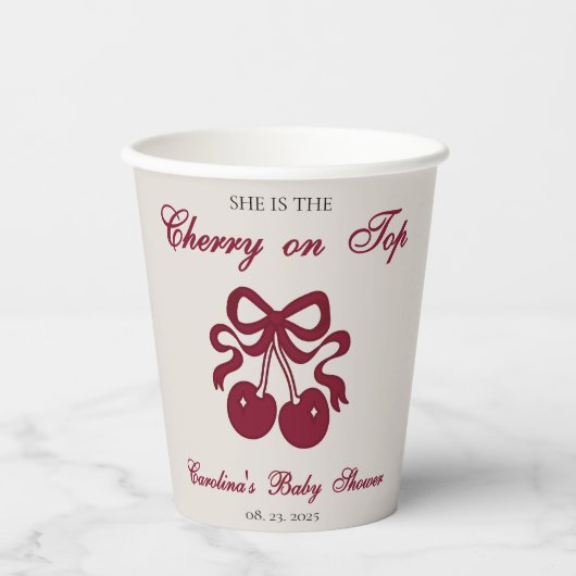 Burgundy Cherry mit Top Baby Dusche Pappbecher (Vorderseite)