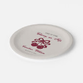 Burgundy Cherry mit Top Baby Dusche Pappteller (Schrägansicht)