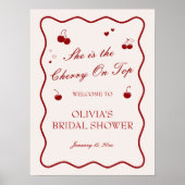 Burgundy Cherry On Top Bridal Shower Welcome Poster (Vorne)