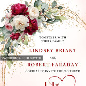 Burgundy Chic Bohemian Floral Wedding Invitation Einladung