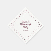 Burgundy Chic Confetti Modern Retirement Party Serviette (Ecke)