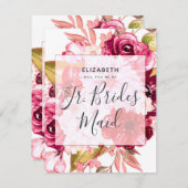 Burgundy Chic Floral werden Sie mein Jr. Bridesmai Einladung (Vorne/Hinten)