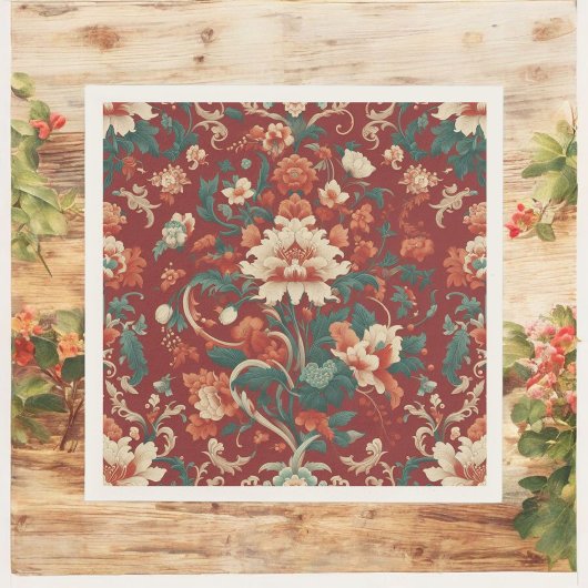 Burgundy Chinoiserie Antillen Vintager Sommer Serviette