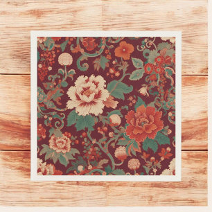 Burgundy Chinoiserie Antillen Vintager Sommer Serviette