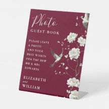 Burgundy Chinoiserie Foto Gästebuch Hochzeit
